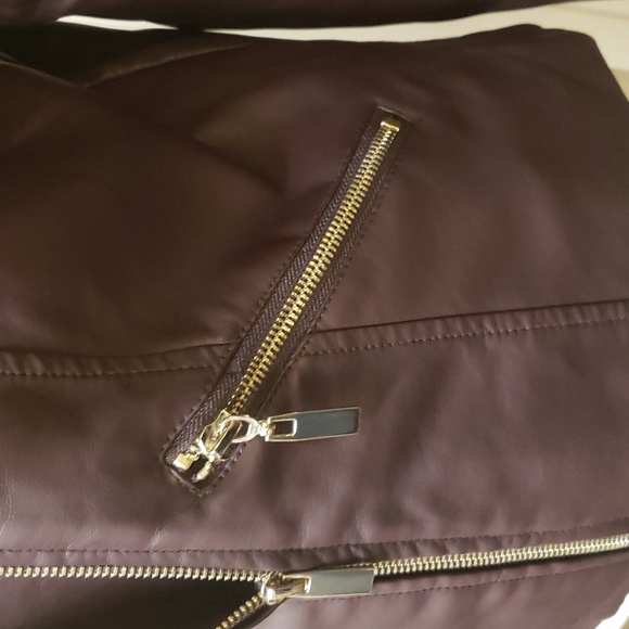 New York & Co Burgundy Faux Leather Jacket Sz M - Picture 6 of 15